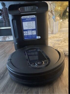 Black Robotic Vacuum Cleaner with Charging Dock - Smart Automatic Floor Cleaner